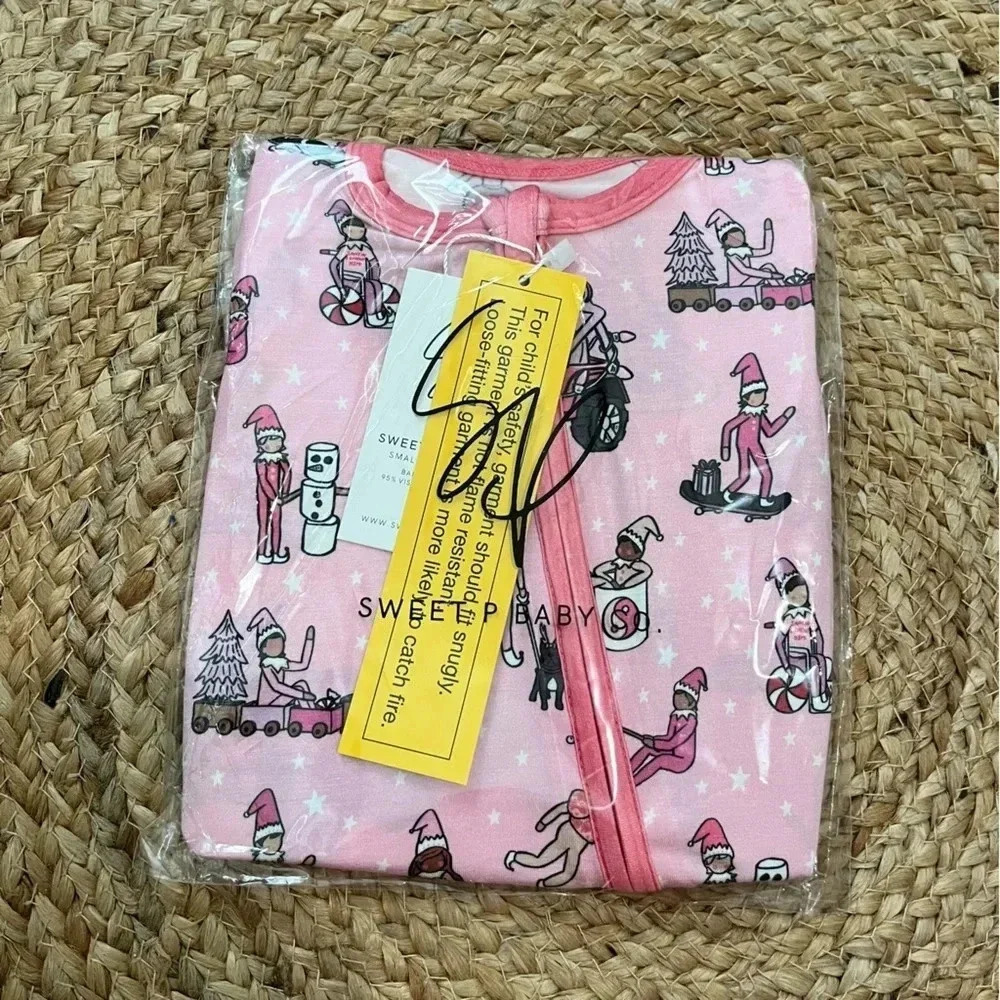 Sweet P Baby Co. 3-6month Bamboo Foldover Zippy Christmas Pattern NWT